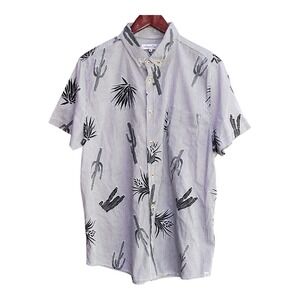 Sovereign Code Cactus Print Button Up Short Sleeve Shirt -‎ XL